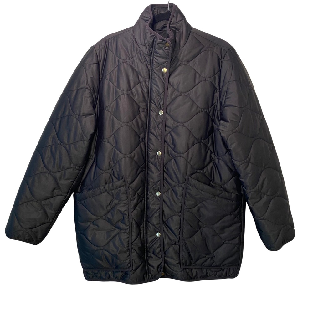 QUINCE Featherless Quilted Long Puffer Jacket XL Black Down Alternative Travel - Picture 2 of 13